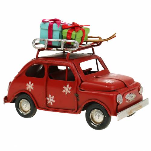 Floristik24 Coche de Navidad con paquetes rojo L11cm