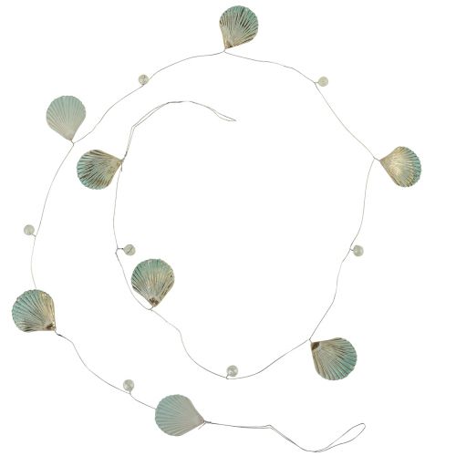 Floristik24 Guirnalda de conchas con cuentas turquesa oro plata L112cm 3ud