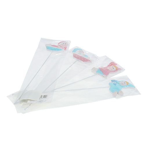 Floristik24 Baby deco enchufe rosa, azul 5cm L25cm 4pcs