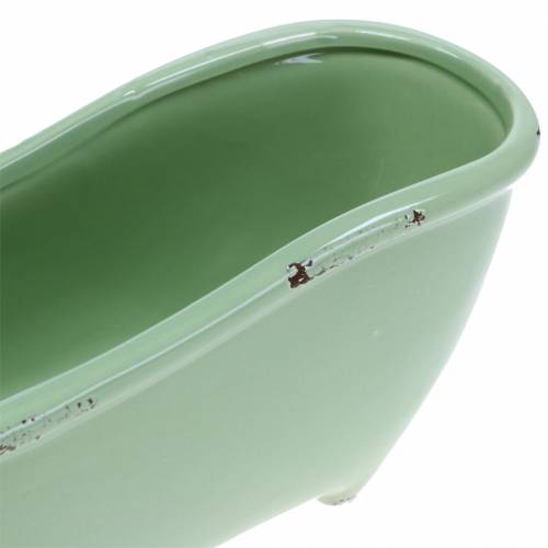 Floristik24 Bañera decorativa cerámica gris, verde clasificada 22cm x 10cm H10cm juego de 3