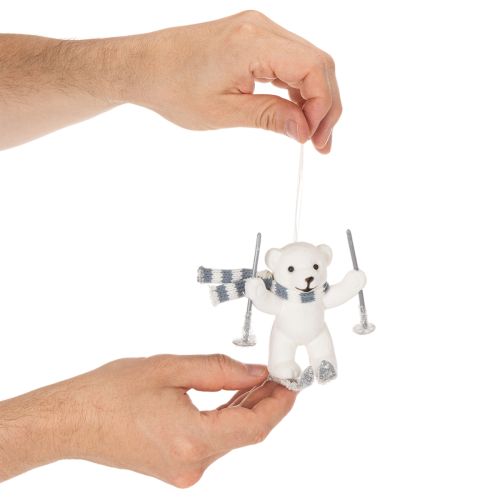 Colgante de oso polar esquiando con bufanda para colgar, 10 cm, 2 piezas | Floristik24.es