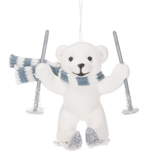 Colgante de oso polar esquiando con bufanda para colgar, 10 cm, 2 piezas | Floristik24.es