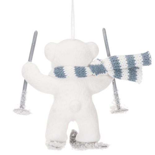 Colgante de oso polar esquiando con bufanda para colgar, 10 cm, 2 piezas | Floristik24.es