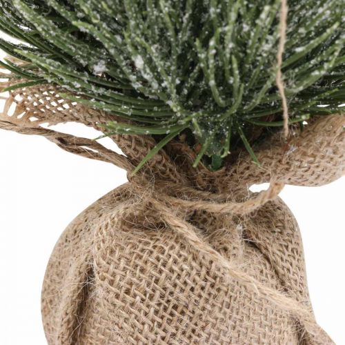 Floristik24 Mini árbol de Navidad cubierto de nieve artificial en saco Al. 33 cm