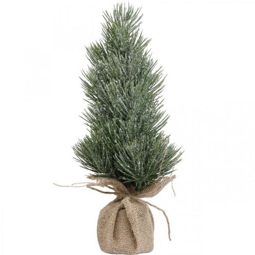Floristik24 Mini árbol de Navidad cubierto de nieve artificial en saco Al. 33 cm
