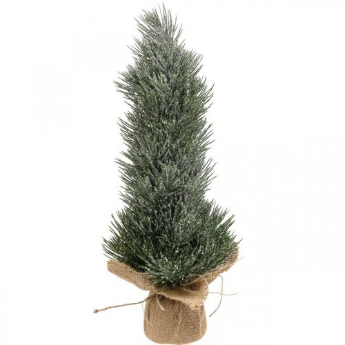 Floristik24 Mini árbol de Navidad cubierto de nieve artificial en un saco H41cm