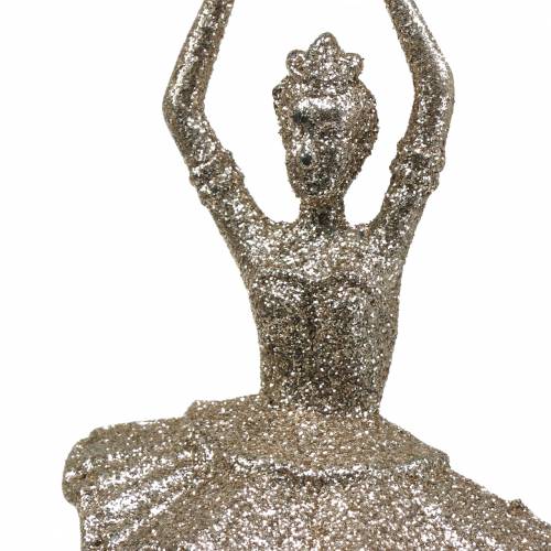 Floristik24 Decoraciones para árboles de Navidad bailarina champagne glitter 18cm 6pcs