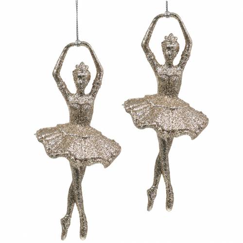 Floristik24 Decoraciones para árboles de Navidad bailarina champagne glitter 18cm 6pcs
