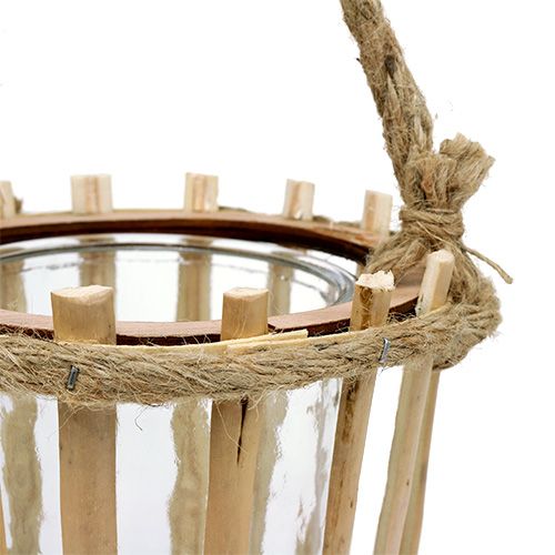Floristik24 Cesta de bambú con vidrio para colgar Ø14cm H13cm 2pcs