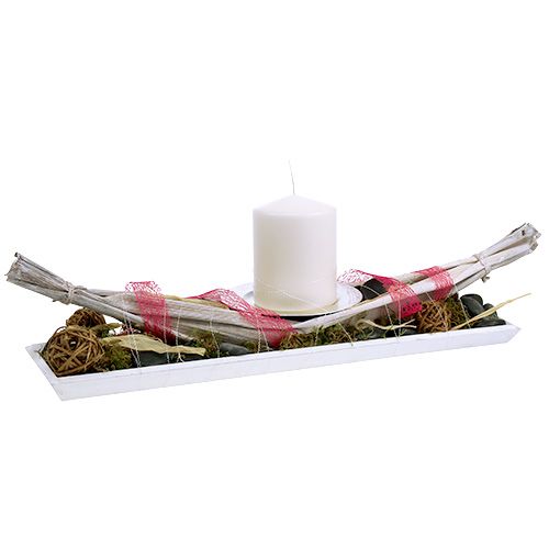 Floristik24 Hoja de plátano Blanco lavado decoración natural 66cm