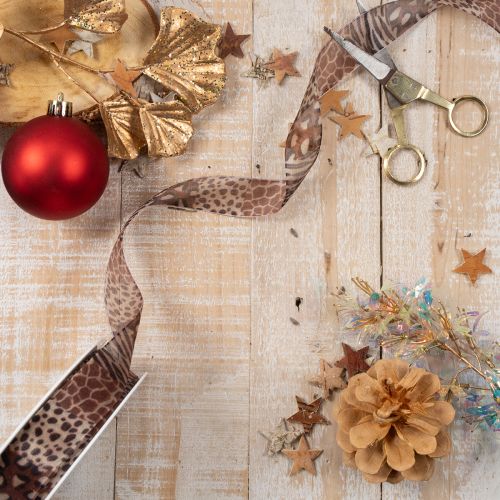 Cinta decorativa con estampado animal, diseño de leopardo, cinta de regalo, 25 mm de ancho, 20 m de largo | Floristik24.es