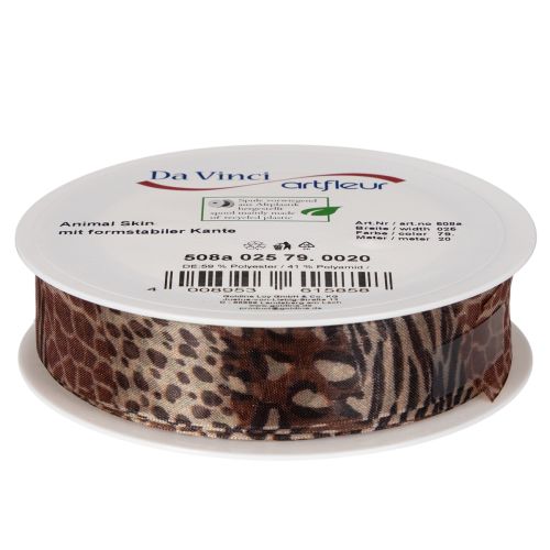 Cinta decorativa con estampado animal, diseño de leopardo, cinta de regalo, 25 mm de ancho, 20 m de largo | Floristik24.es