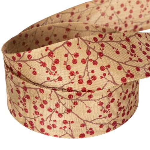 Ramas decorativas de cinta con bayas rojas brillantes, 40 mm x 15 m | Floristik24.es