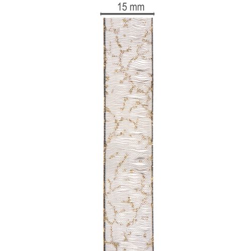 Cinta decorativa, cinta de organza transparente para decoración de mesa, 15 mm de ancho, 20 m de largo. | Floristik24.es