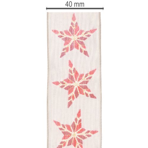 Cinta decorativa con estrellas rojas, 40 mm de ancho, 15 m de largo. | Floristik24.es