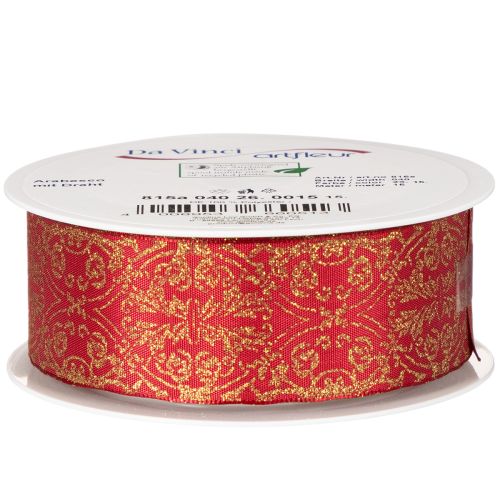 Cinta de regalo con estampado festivo para manualidades y decoración, 40 mm x 15 m | Floristik24.es