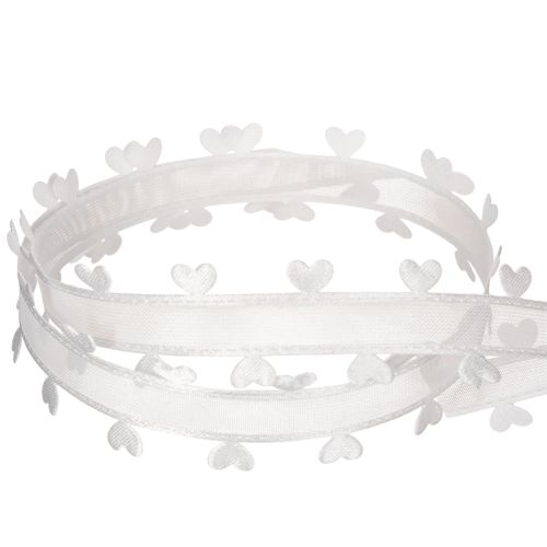 Cinta decorativa blanca con corazones para ideas creativas de manualidades, 20 mm x 15 m | Floristik24.es