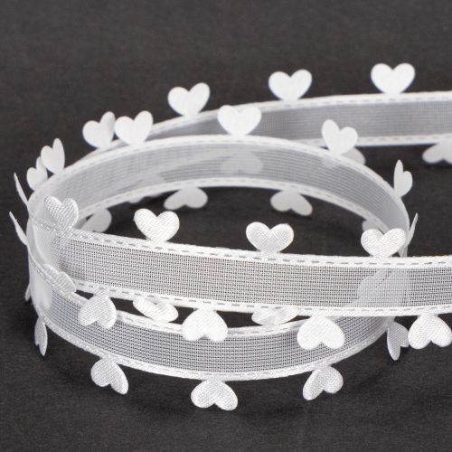 Cinta decorativa blanca con corazones para ideas creativas de manualidades, 20 mm x 15 m | Floristik24.es