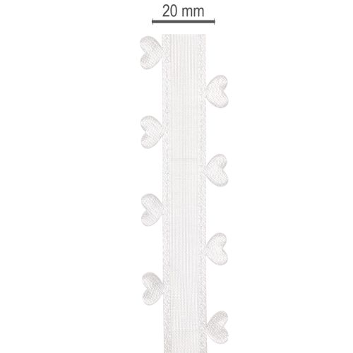 Cinta decorativa blanca con corazones para ideas creativas de manualidades, 20 mm x 15 m | Floristik24.es
