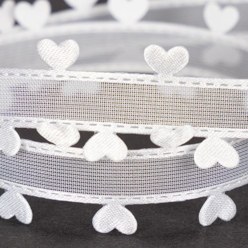 Cinta decorativa blanca con corazones para ideas creativas de manualidades, 20 mm x 15 m | Floristik24.es