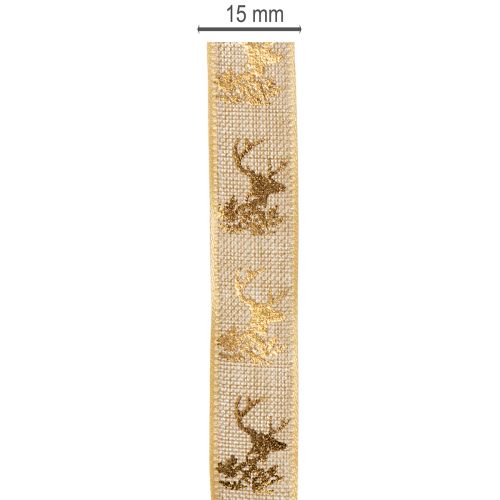Cinta decorativa con diseño de ciervo, cinta navideña, 15 mm x 15 m | Floristik24.es