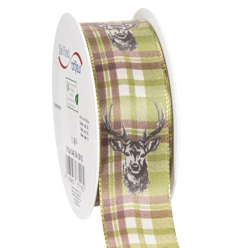 Cinta decorativa con cabeza de ciervo y estampado a cuadros, 40 mm x 15 m