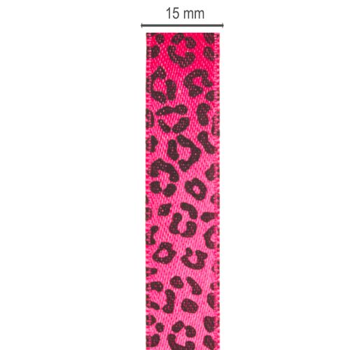 Cinta decorativa con estampado de leopardo, rosa, 15 mm x 18 m | Floristik24.es