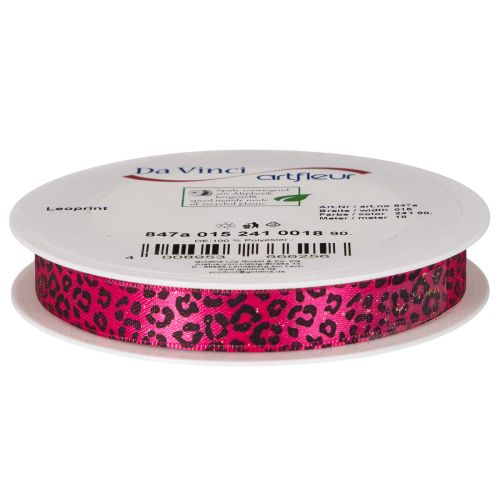 Cinta decorativa con estampado de leopardo, rosa, 15 mm x 18 m | Floristik24.es