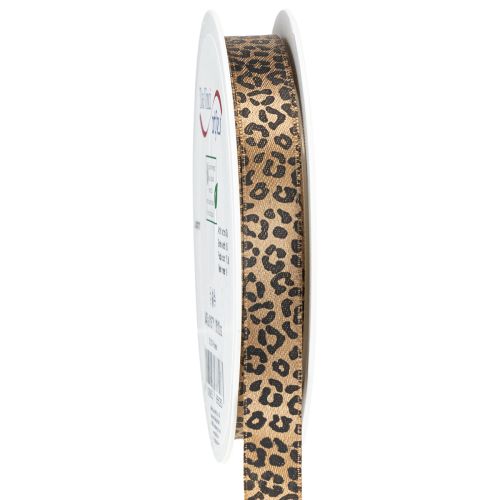 Floristik24 Cinta Estampado Leopardo Cinta de Seda Marrón Negro 15mm 18m