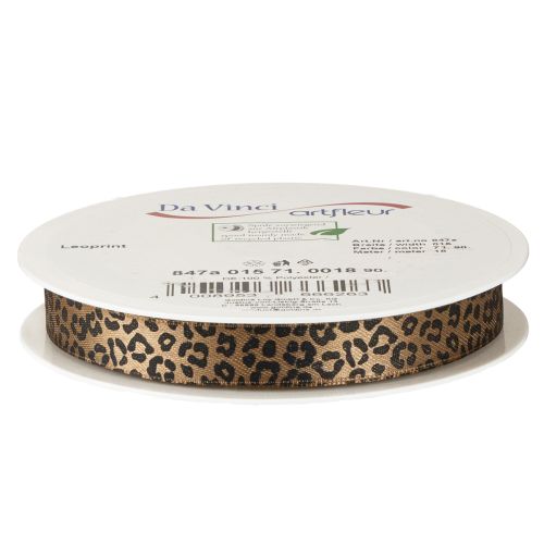 Cinta Estampado Leopardo Cinta de Seda Marrón Negro 15mm 18m | Floristik24.es