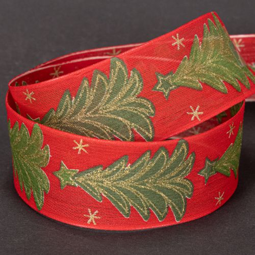 Árbol de Navidad con cinta de regalo y estrellas, 40 mm, 15 m | Floristik24.es