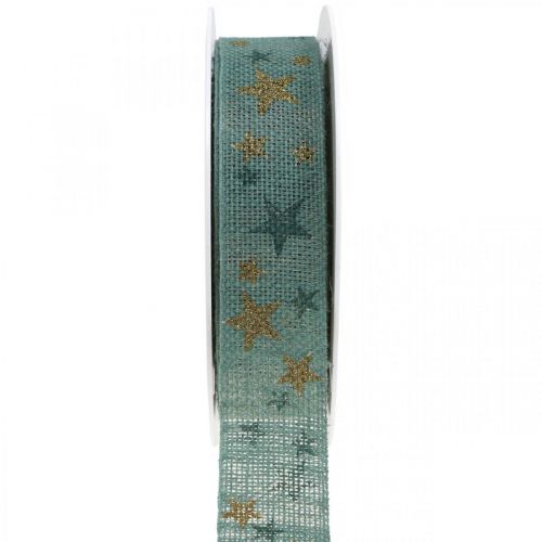 Floristik24 Cinta de regalo cinta lazo con estrellas oro azul 25mm 15m