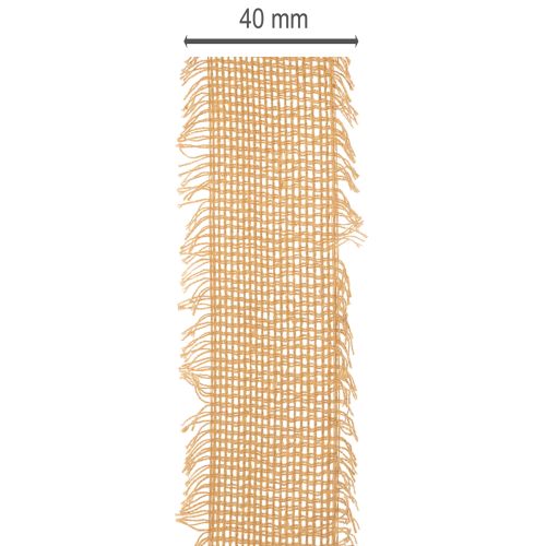 Cinta decorativa de algodón, estilo rústico, con flecos, 40 mm, 30 m | Floristik24.es