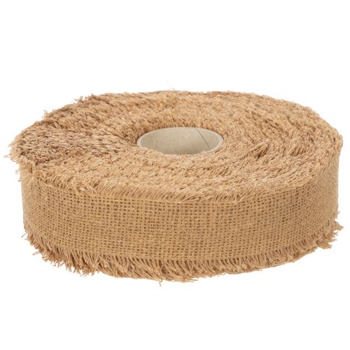 Cinta decorativa de algodón, estilo rústico, con flecos, 40 mm, 30 m | Floristik24.es