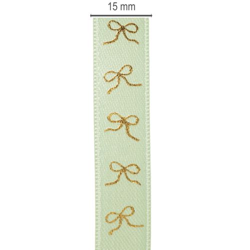Cinta decorativa con lazos dorados en rollo, 15 mm de ancho, 18 m de largo. | Floristik24.es
