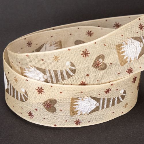 Cinta decorativa con gnomos y corazones para regalos y manualidades, 40 mm x 15 m | Floristik24.es