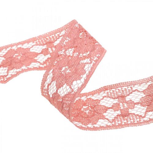 Artículo Cinta de encaje rosa viejo, cinta decorativa, decoración vintage, cinta decorativa, decoración de boda W25mm L15m