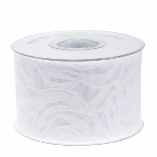Floristik24 Cinta decorativa rosas ancho blanco 63mm 20m