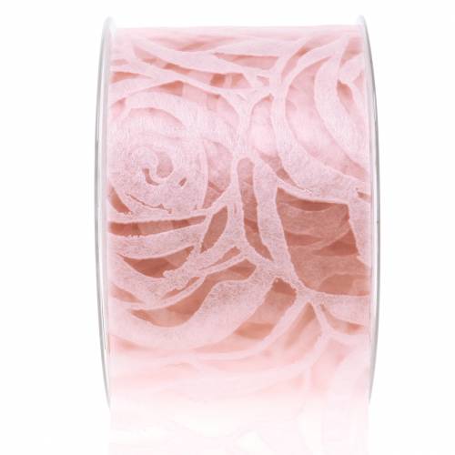 Floristik24 Cinta decorativa rosas ancho rosa 63mm 20m