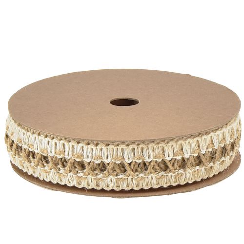 Artículo Cinta decorativa de yute con trabillas crema natural 25mm 10m