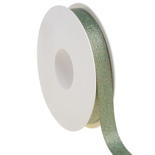 Artículo Cinta de regalo cinta diseño espiga oro verde 15mm 20m