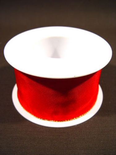 Floristik24 Cinta de regalo con borde dorado, 6.0cm 25m rojo