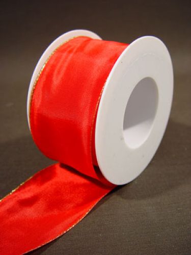 Floristik24 Cinta de regalo con borde dorado, 6.0cm 25m rojo