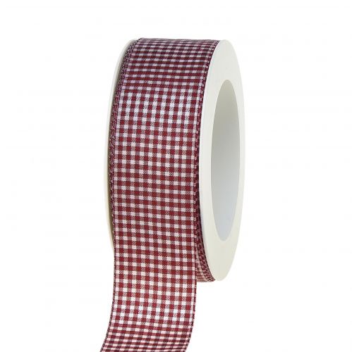 Artículo Cinta de regalo cinta decorativa a cuadros rojo blanco 40mm 20m
