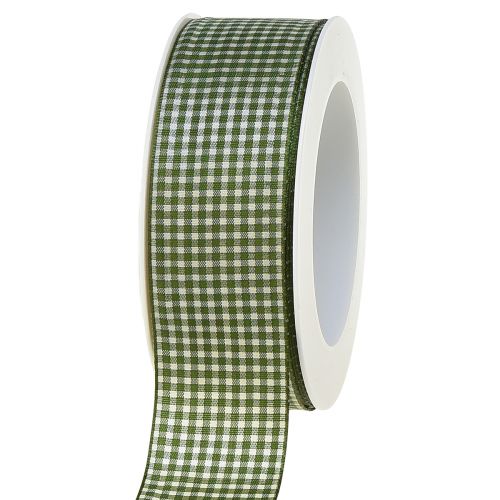 Floristik24 Cinta de regalo cinta decorativa a cuadros verde crema 40mm 20m