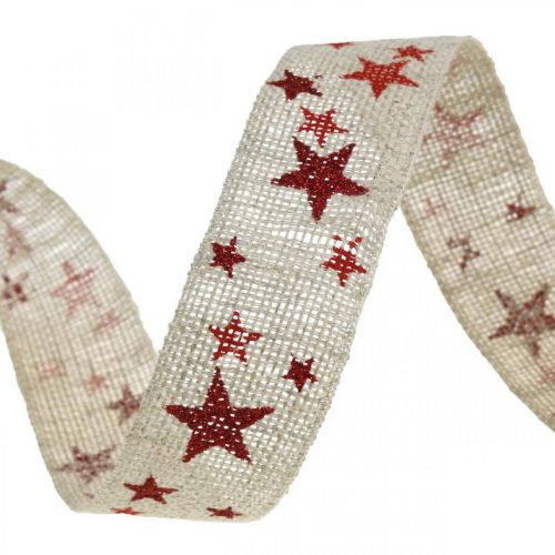 Artículo Cinta de regalo lazo cinta con estrellas blanco rojo 25mm 15m