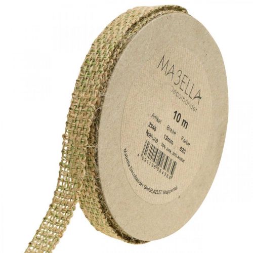 Floristik24 Cinta decorativa yute verde naturaleza 12mm Cinta de yute colorida decoración de yute 10m