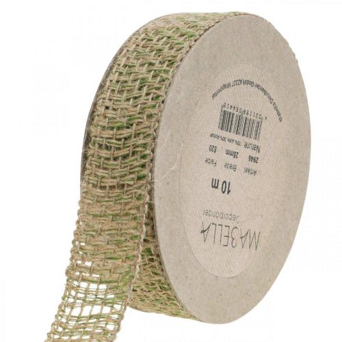 Artículo Cinta decorativa yute verde naturaleza 25mm Cinta de yute para decorar 10m