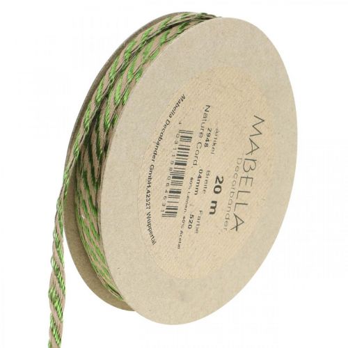 Floristik24 Cinta decorativa lino verde natural 4mm cinta de regalo cinta decorativa 20m