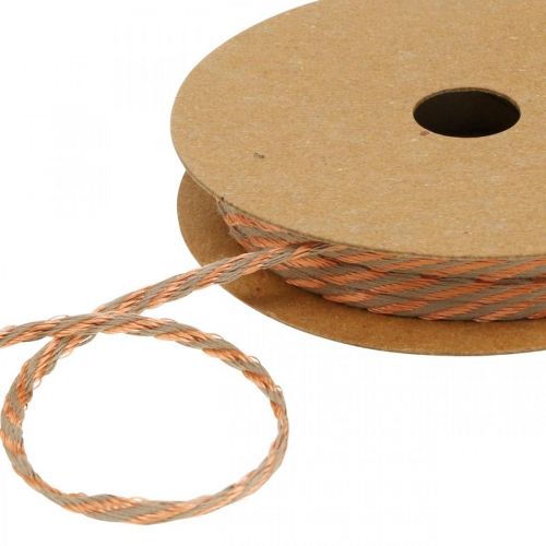 Floristik24 Cordón, cinta decorativa, cordón de bisutería Cobre-colores naturales L20m Ø4cm